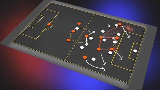 A tactical view of a FIFA 25 match, highlighting the positioning of players in a 4-2-3-1 formation, with arrows indicating potential passing lanes and player movements.
