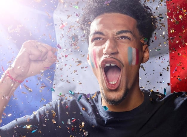 A close-up shot of a young US FIFA pro celebrating a victory at a major eSports tournament. The player is wearing a team jersey, and the emotion of the moment is palpable, capturing the competitive spirit of FIFA eSports.