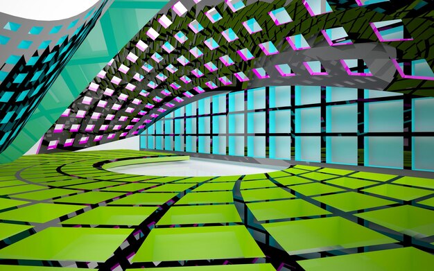 A detailed architectural rendering of a multi-purpose stadium interior, showcasing modern amenities, advanced video boards, and a vibrant atmosphere, with diverse crowds in the stands.