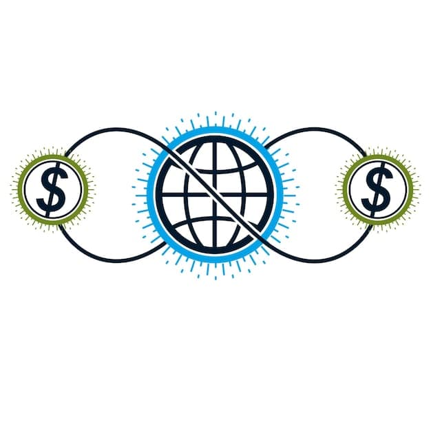 A digital illustration of the FIFA Clearing House logo with intertwined global currencies and data flow, representing transparency in football financial transactions.