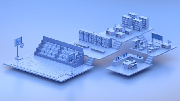 A detailed architectural rendering of a proposed soccer-specific training complex with multiple pitches, a gym, and a medical facility, showcasing modern design.