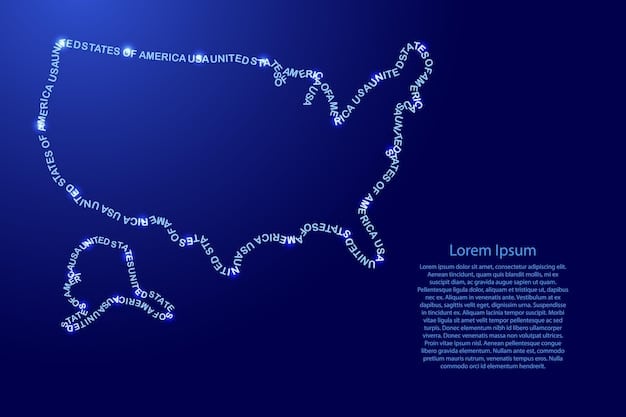 A stylized map highlighting the United States, with lines connecting to various global locations, symbolizing streamlined international football transfers and dispute resolutions, emphasizing global connectivity.