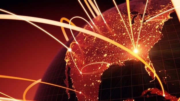 A detailed map of North America highlighting the various host cities for World Cup 2026, with bold lines indicating key travel routes between them, emphasizing the vast geographical scope.