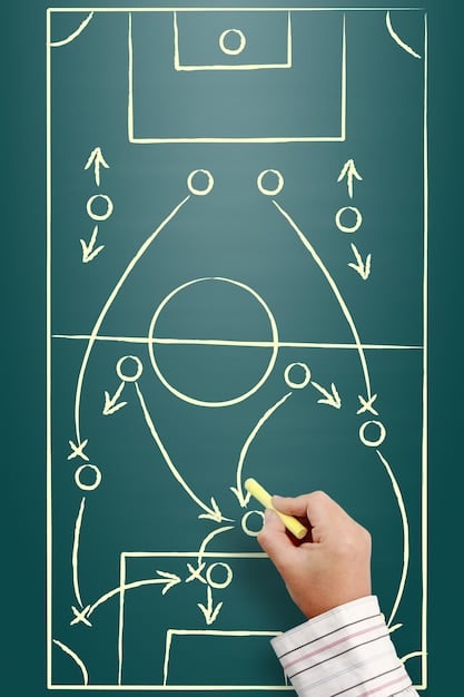 A tactical whiteboard with soccer formations and arrows, representing strategic discussions and adaptations teams will need to make due to new rules.
