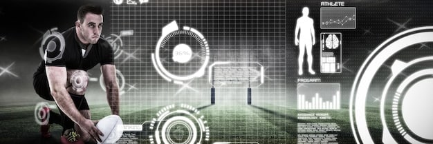 A detailed heatmap of a soccer field showing player movement and engagement patterns, overlaid with AI-generated graphs and data points illustrating a player's performance.