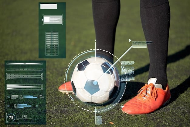 A data dashboard displaying various biometric metrics, charts, and graphs related to a soccer player's performance and recovery, with an overlay of a soccer field diagram.