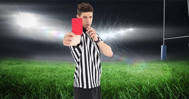 A close-up photo of a referee holding up a FIFA fair play banner during a US soccer match, emphasizing the regulatory and ethical standards set by FIFA. The context is directly related to FIFA's Influence on US Soccer Governance: Understanding the Power Dynamics.