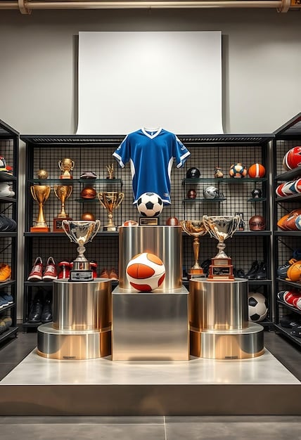 A collage of discounted sports merchandise, including jerseys on sale racks and banners advertising clearance events. The image represents the concept of shopping off-season or during sales to save money on fan gear. Highlights Fan Gear on a Budget: 3 Smart Strategies to Save Up to 30% on Official Merchandise by illustrating ways to find discounts.