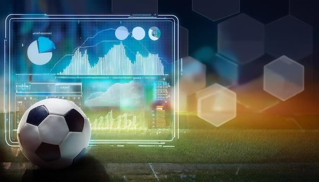 A screen displaying data analytics and visualizations related to soccer fan engagement, including demographics, preferences, and social media activity. The Evolution of the Fan Experience: How Technology is Changing the Way We Support Soccer is illustrated by the use of data to understand and cater to fans' needs and interests.