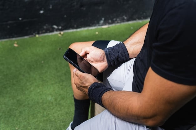 A close-up shot of a wearable sensor attached to a US soccer player's arm, highlighting its sleek design and minimal intrusion. The focus is on the sensor itself, suggesting its technological sophistication and its role in data collection regarding health and performance related to 'What New Wearable Tech is Giving US Soccer Players a Competitive Edge?'.
