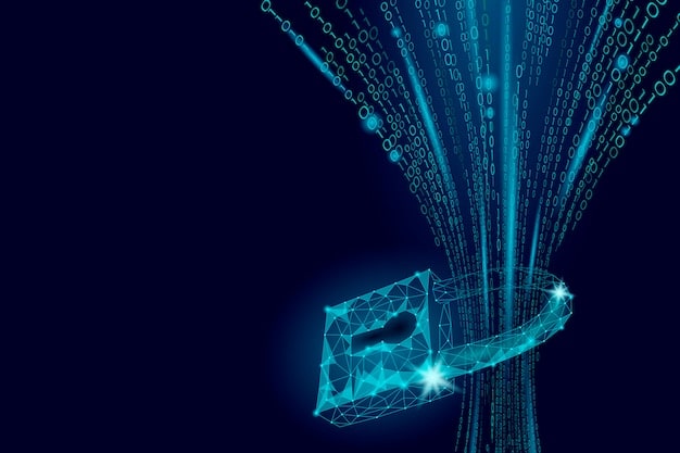 An abstract representation of data security, showing encrypted data flowing through secure channels. The image should convey the importance of protecting sensitive information. The image should further highlight encryption and secure data pathways as critical components of data security. Shows ethical handling of biometric data by prioritizing data protection.