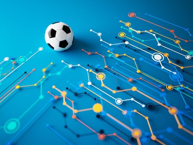 A network diagram illustrating the interconnectedness of various systems within a soccer organization (e.g., ticketing, player management, marketing, finance), with highlighted vulnerabilities representing potential entry points for cyberattacks. The image conveys the complexity of securing the soccer ecosystem against What are the Key Cybersecurity Threats Facing US Soccer Organizations in 2025.