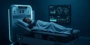 Athlete in high-tech bed, sleep optimisation aids recovery for 2026 performance.