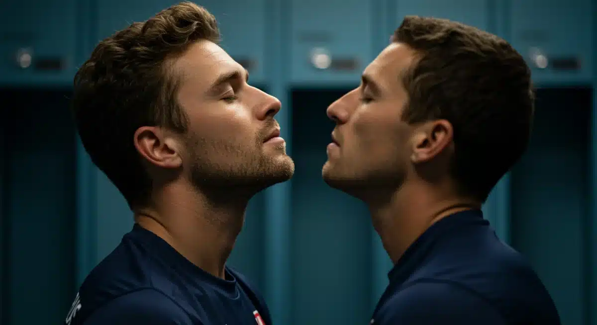 Athlete using visualisation techniques for mental preparation and focus.