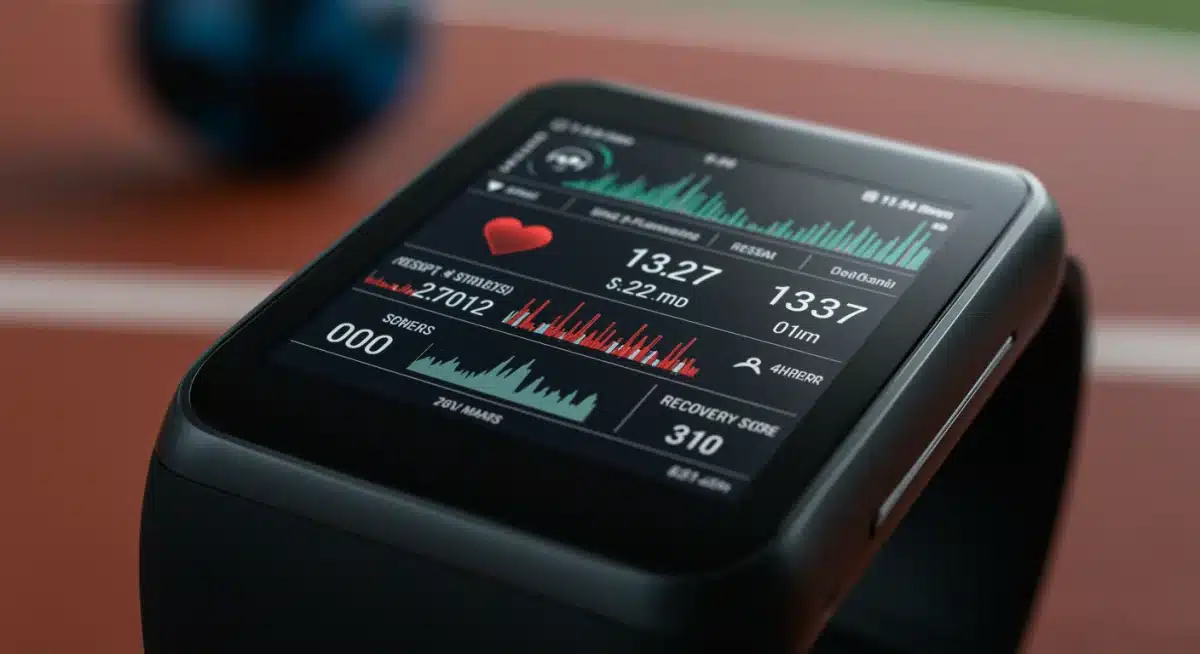 Detailed health metrics displayed on an advanced wearable monitoring device