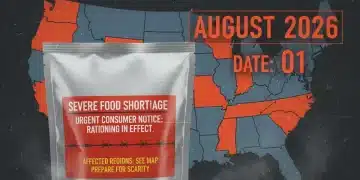 Urgent Food Recall Warning notice on a food package with US map background, August 2026