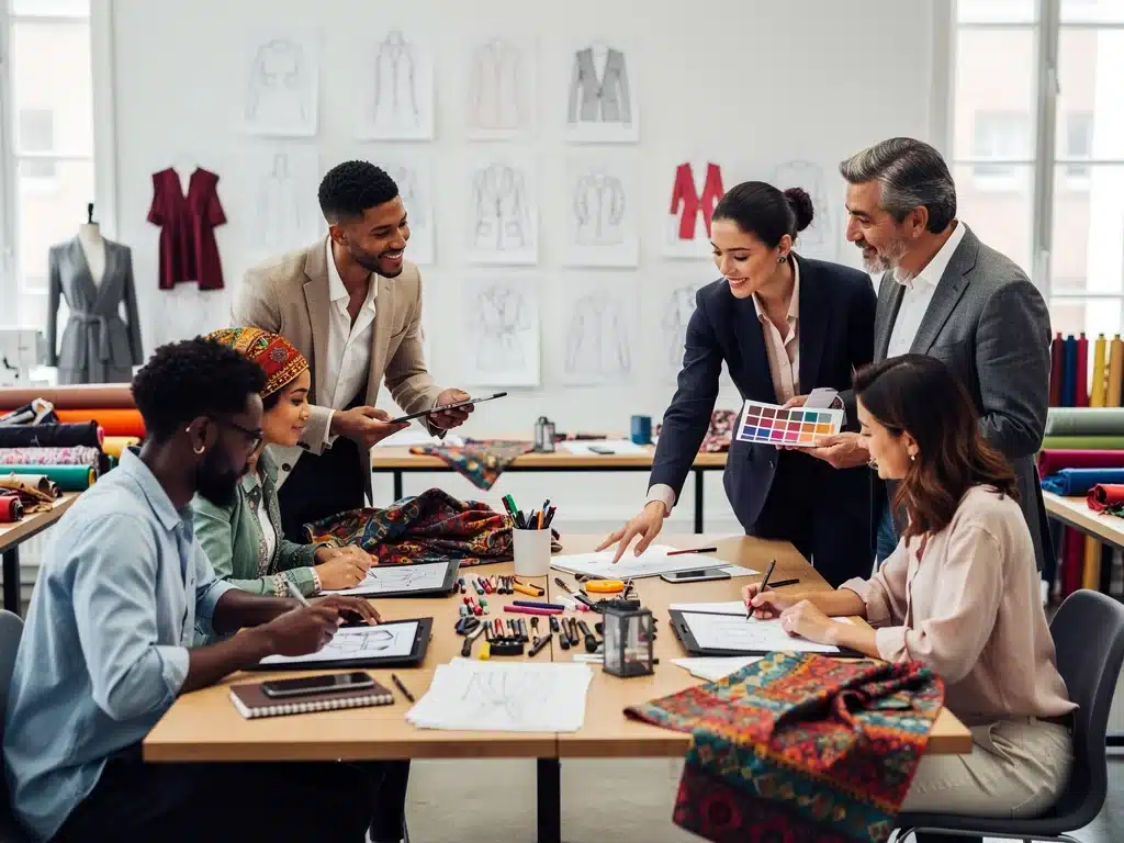 Emerging designers and global brand representatives collaborating on innovative fashion projects in 2026.