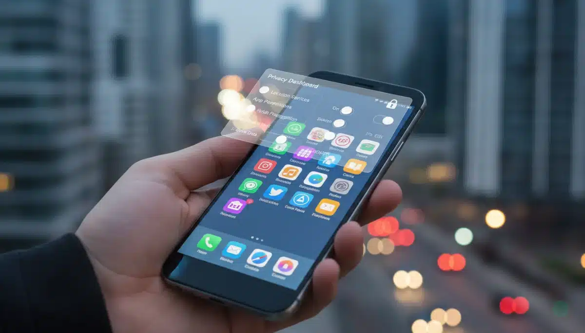 Person holding smartphone, navigating data privacy settings, illustrating user control over personal information.