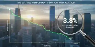 US unemployment rate graph showing a decline to 3.8% in October 2026, with expert analysis overlay.