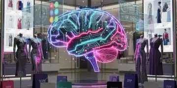 AI-powered personalised shopping experience in a modern US fashion retail store.