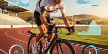 Athlete performing with advanced hydration monitoring technology, showcasing peak athletic performance in the US.