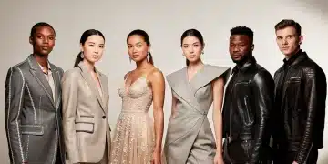 Models displaying unique, custom-fitted bespoke fashion pieces