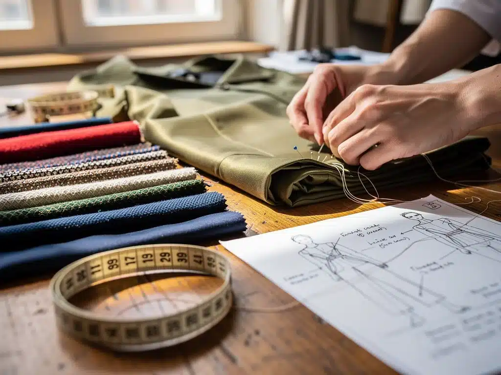 Artisan crafting a custom-tailored garment with precision