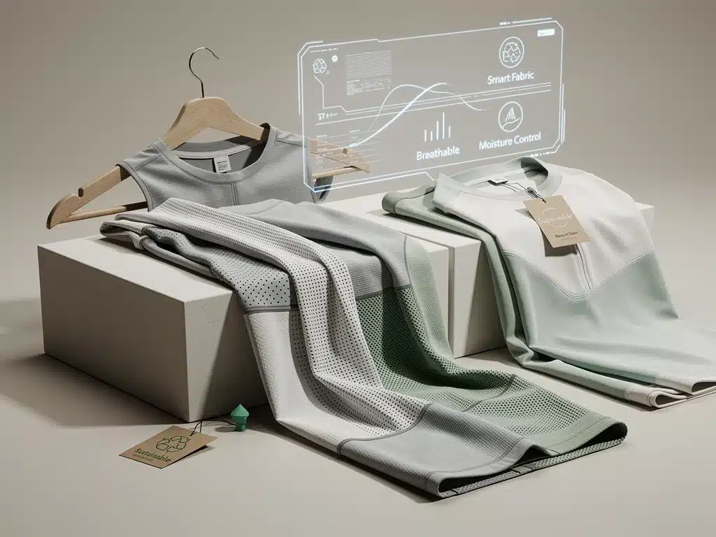 Innovative athleisure fabrics displayed, highlighting sustainable materials and advanced technological integration.