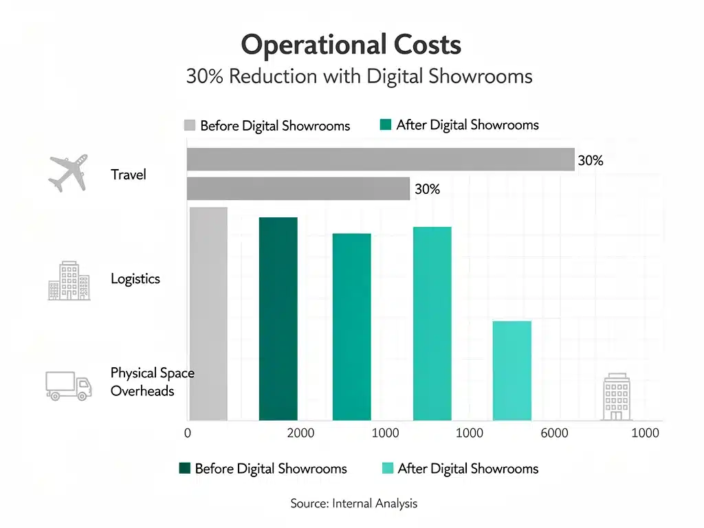 Chart illustrating potential operational cost reductions associated with digital showroom adoption.